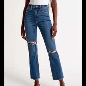 Abercrombie & Fitch Ankle Straight Ultra High Rise Destroyed Jeans 8